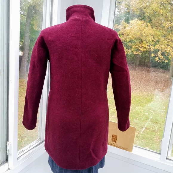 24 Hour Price drop J.Crew Wine Italian Stadium Wool Cocoon Coat Size8 - Picture 3 of 13